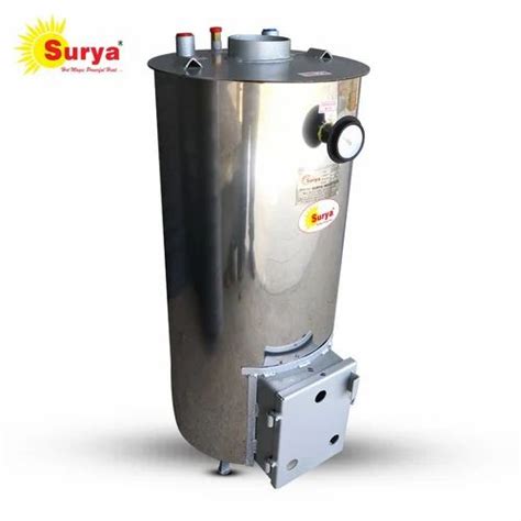 Mild Steel 60l Surya Wood Fired Water Heater Working Pressure 5 10 Kg Sq Cm G Capacity 60