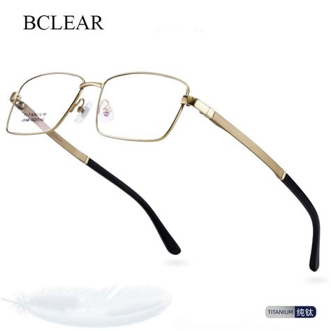 Bclear Ultra Light Men High Quality Pure Titanium Eyeglasses Frames Simple Fashion Gold Business