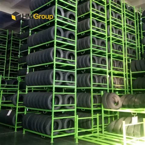 Heavy Duty Powder Coating Warehouse Storage Stacking Metal Folding Tire