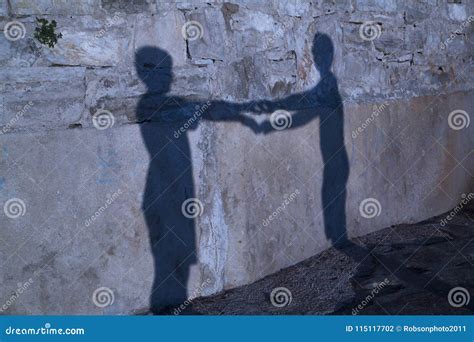 Shadow of Happy Two People Holding Hands Together Stock Photo - Image ...