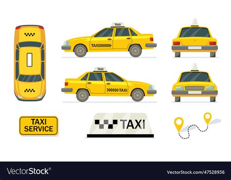 Yellow cabs set Royalty Free Vector Image - VectorStock