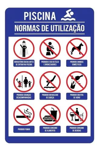 Placa Normas De Utilização Da Piscina 60x40cm MercadoLivre