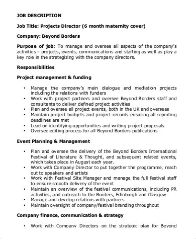 FREE 6+ Project Director Job Description Samples in PDF