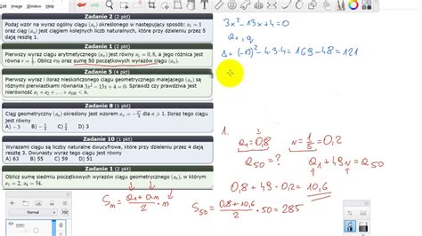 Ciąg arytmetyczny i geometryczny zadania YouTube