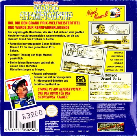 Nigel Mansell S World Championship Racing Cover Or Packaging Material