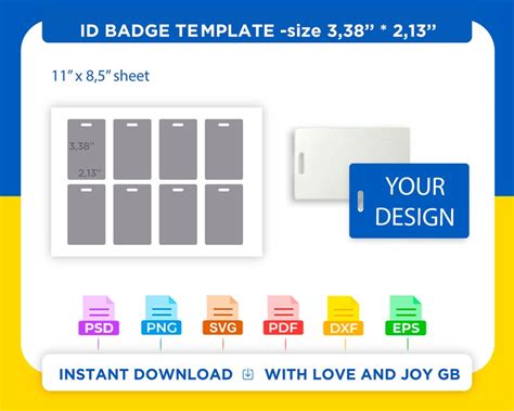 Id Badge Template Svg Png Dxf Eps Label Wrapper Canva Etsy