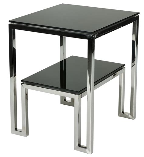 Cortesi Home Adina Contemporary Two Tier Black Glass End Table Cortesihome