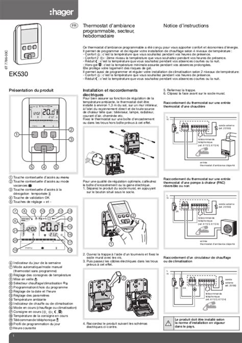 Mode d emploi Hager EK530 Français 4 des pages