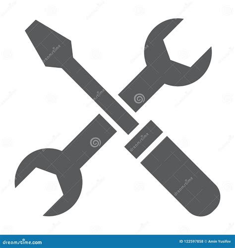 Screwdriver And Wrench Glyph Icon Settings Repair Stock Vector