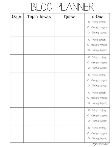 A Printable Blog Planner For Bloggers With The Title S Top Ideas To Do