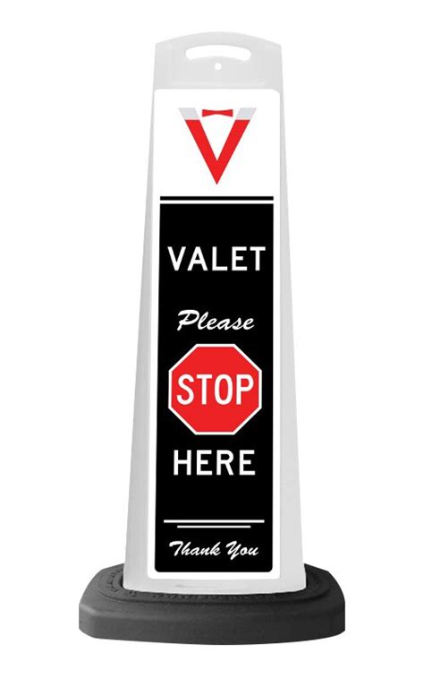 Valet White Vertical Panel With Please Stop Here Sign V9 SD2K Valet