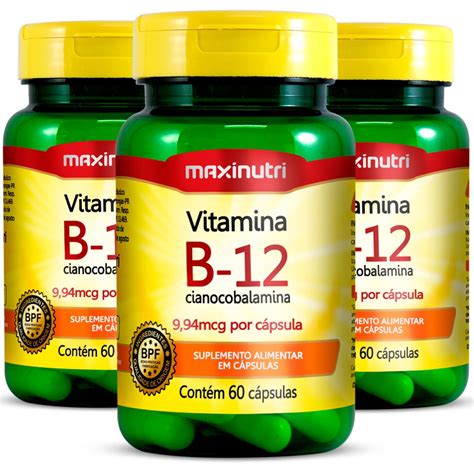 Kit 3 Vitamina B12 60 Cápsulas Maxinutri Submarino