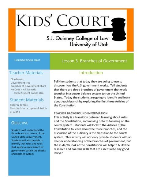 Lesson 3 Branches Of Government Lesson Plan For 3rd 6th Grade Lesson Planet