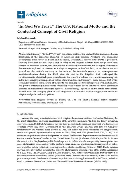 In God We Trust The US National Motto and The Cont | PDF