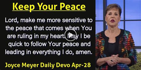 Joyce Meyer April 28 2023 Daily Devotional Keep Your Peace