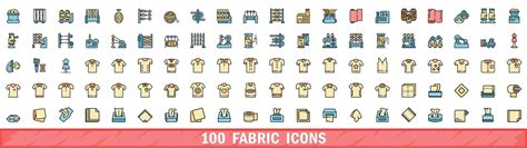 100 fabric icons set, color line style 46038212 Vector Art at Vecteezy