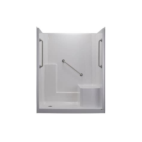 Laurel Mountain Loudon Low Threshold White 60-in x 32-in x 77-in Base/Wall Shower with ...