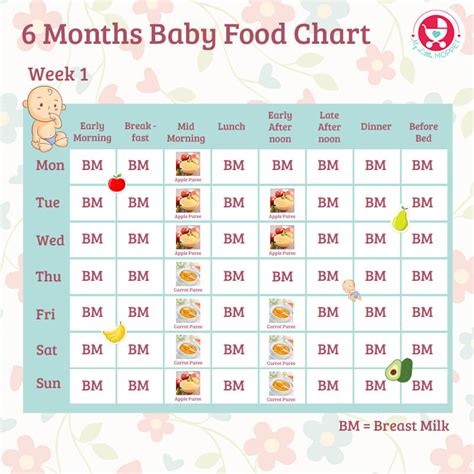 6 Months Baby Food Chart - with Indian Recipes