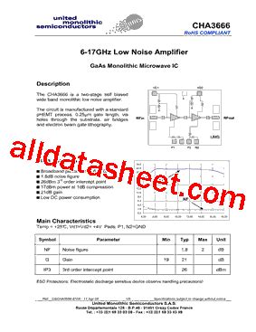 CHA3666 Datasheet PDF United Monolithic Semiconductors