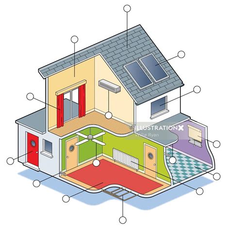 Isometric Eco House Diagram Illustration By Willie Ryan