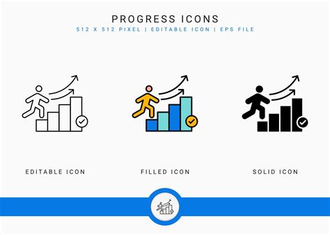 Progress Icons Set Vector Illustration With Solid Icon Line Style