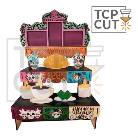 Ofrenda Día De Muertos Mdf Altar Con Decoración Pintado