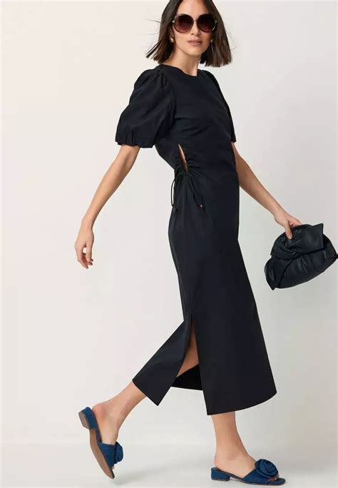 Buy NEXT Ruched Side Puff Sleeve Midi Dress Online ZALORA Malaysia