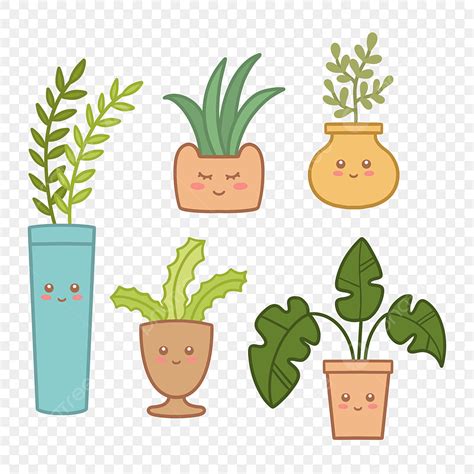 Dibujado A Mano Linda Kawaii Planta Etiqueta Engomada Ilustración En