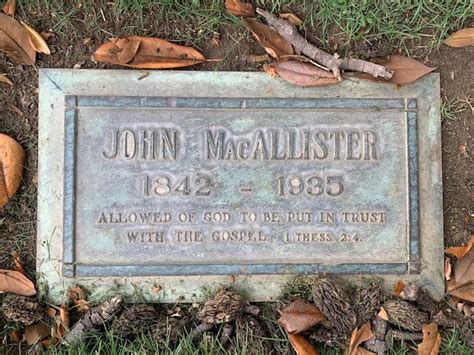 John Mac Allister Find A Grave Memorial