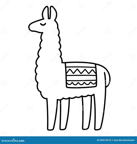 Simple Cartoon Llama Drawing Stock Vector Illustration Of Andes