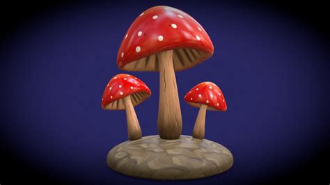 Hand Painted Mushrooms Buy Royalty Free 3d Model By Ryan King Art