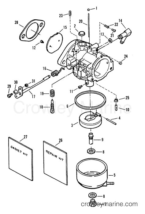 CARBURETOR 50 H P 1995 Outboard 40 H040412RD ELPT Crowley Marine