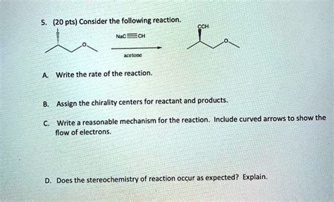 Solved 20 Pts Consider The Following Reaction Cch Nac Cctonc Write The Rate Of The Reaction