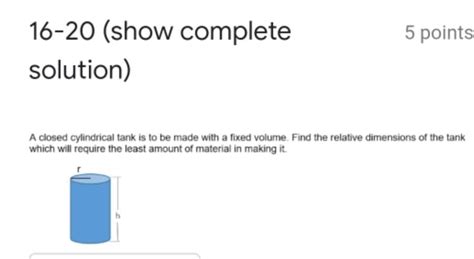 Solved Show Complete Points Solution A Closed Cylindrical