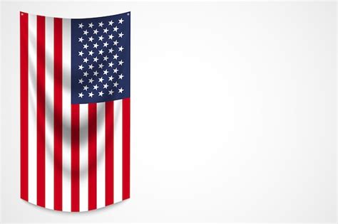 Premium Vector Usa Flag Hanging On A White Wall America Flag Vector