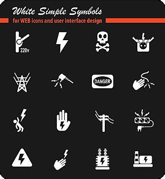 High Voltage Icons Set Electricity High Circuit Vector Electricity