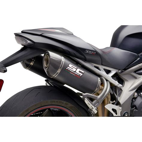 SC Project T22 12C Oval Slip On Exhaust Carbon For Triumph Speed