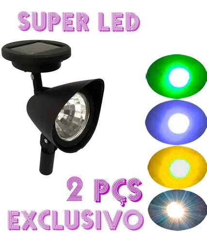 Kit 2 Luminária Solar Refletor Super Led Spot Jardim Externo