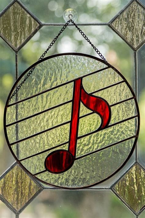 Music Note Stained Glass Panel Music Teacher T Custom Etsy Custom Stained Glass Disney