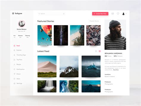 Instagram Profile Concept For Web Freebie By Masudur Rahman On Dribbble