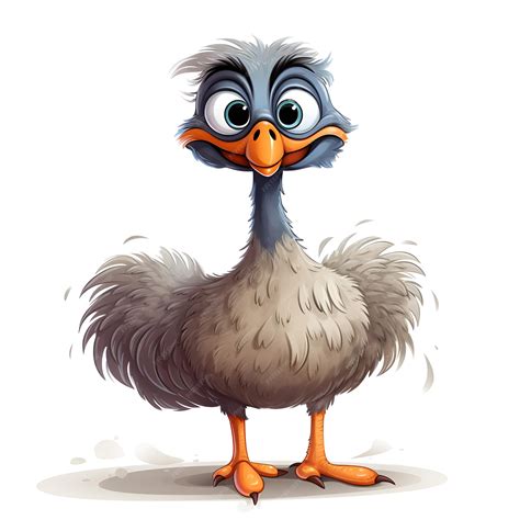 Premium Ai Image Cute Ostrich Cartoon Character On White Background