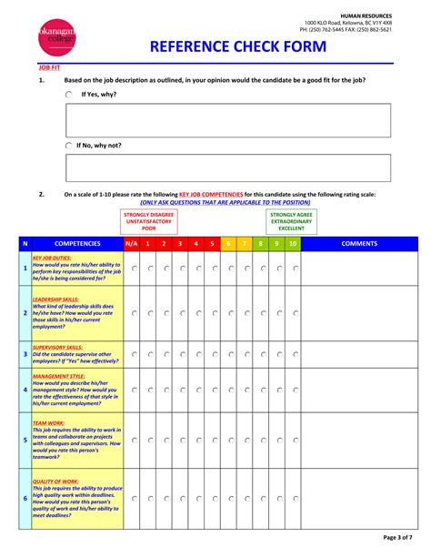 Reference Check Template Word