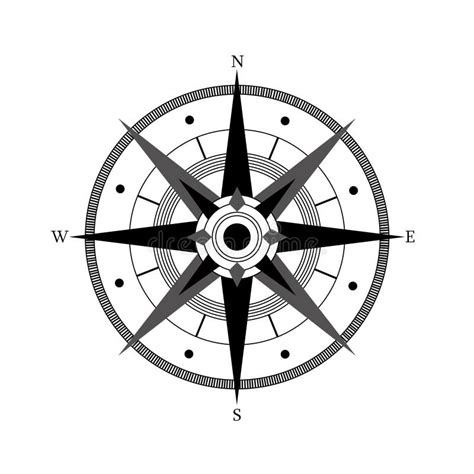 Compass Rose With Four Cardinal Directions North East South West