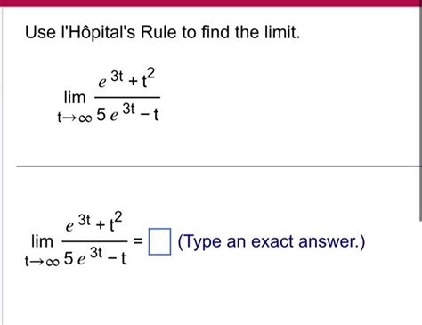 Solved Use L H Pital S Rule To Find The Limit Chegg