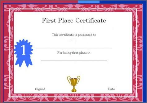 First Place Award Certificate Template 6 Within Free Music Certificate