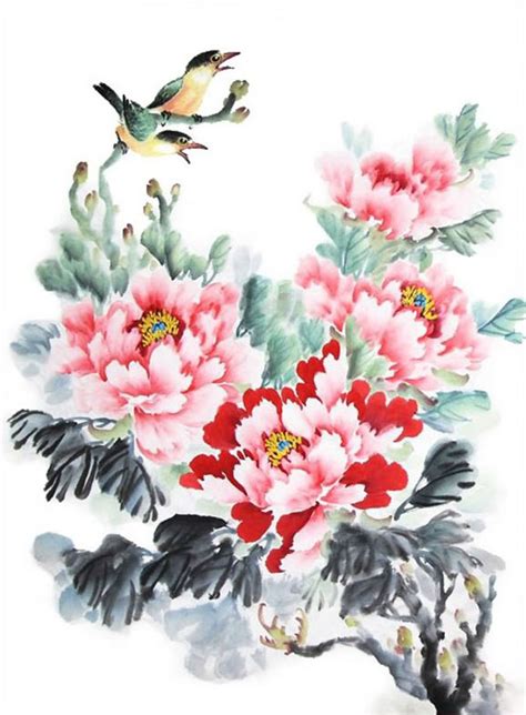 Chinese Peony Painting 2485103, 69cm x 46cm(27〃 x 18〃)