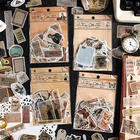 Journamm Pcs Pack Vintage Scrapbooking Sticker Washi Papel De