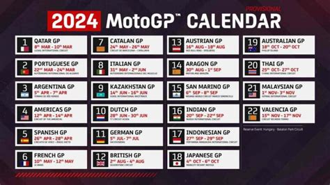 Jadwal Lomba MotoGP Musim 2024 Kulit Bundar