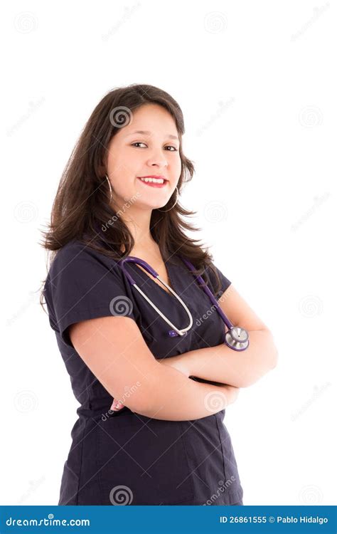 Friendly Smiling Female Doctor Isolated On White Stock Image Image Of