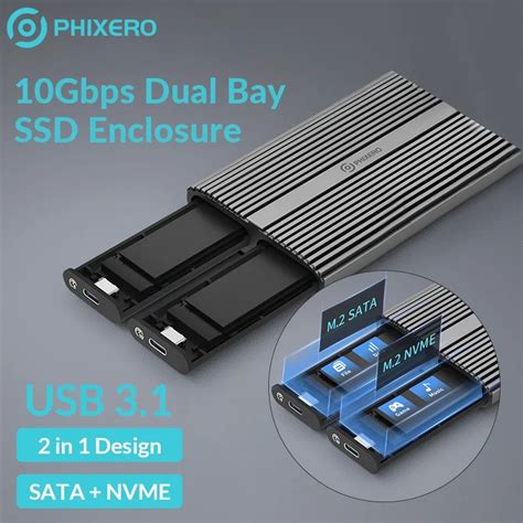 Phixero M 2 Nvme Ssd Enclosure M2 Sata External Hard Drive Disk Case